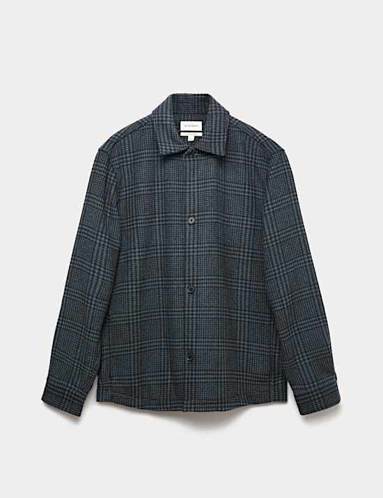 Wool Blend Checked Overshirt