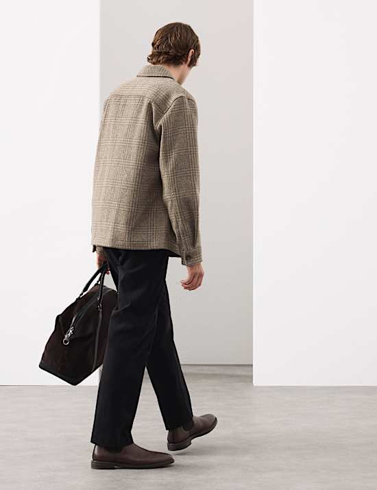 Wool Blend Checked Overshirt