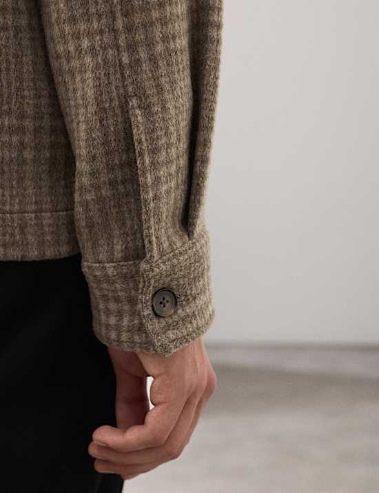Wool Blend Checked Overshirt