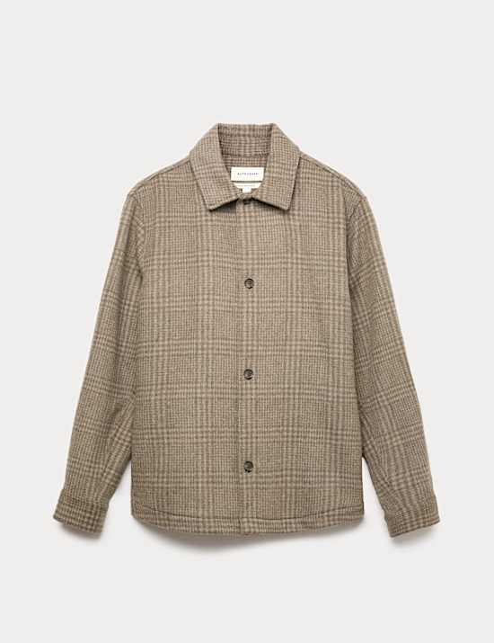 Wool Blend Checked Overshirt