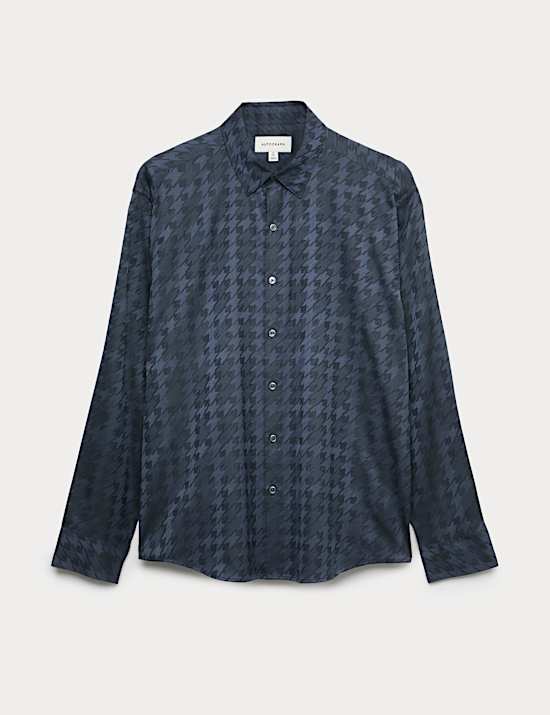 Regular Fit Cotton Rich Houndstooth Shirt
