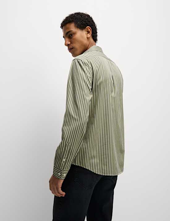 Gestreiftes Regular Fit Oxford-Hemd aus reiner Baumwolle