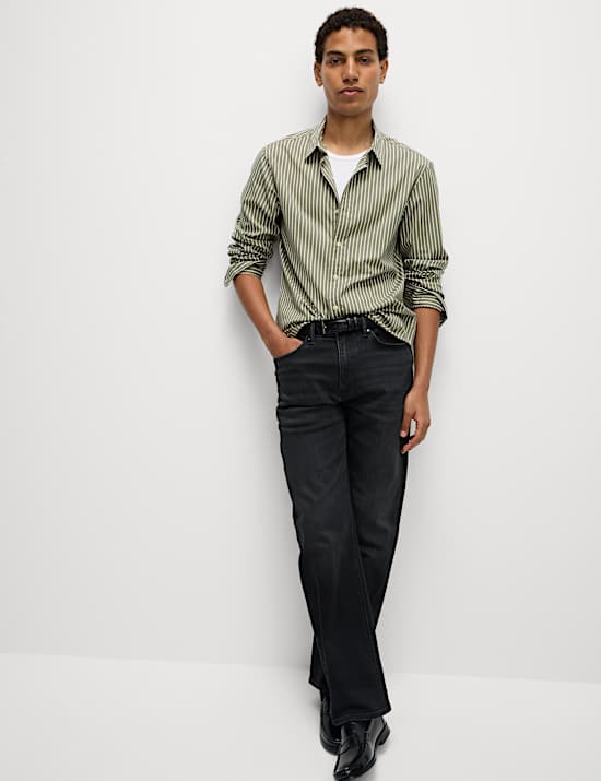 Ριγέ πουκάμισο Oxford με κανονική εφαρμογή από 100% βαμβάκι