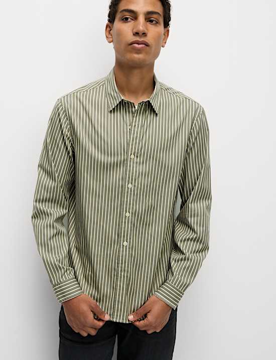 Ριγέ πουκάμισο Oxford με κανονική εφαρμογή από 100% βαμβάκι