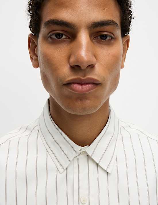 Regular Fit Pure Cotton Striped Oxford Shirt