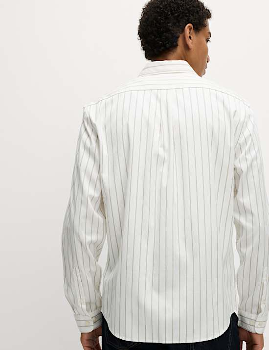 Regular Fit Pure Cotton Striped Oxford Shirt