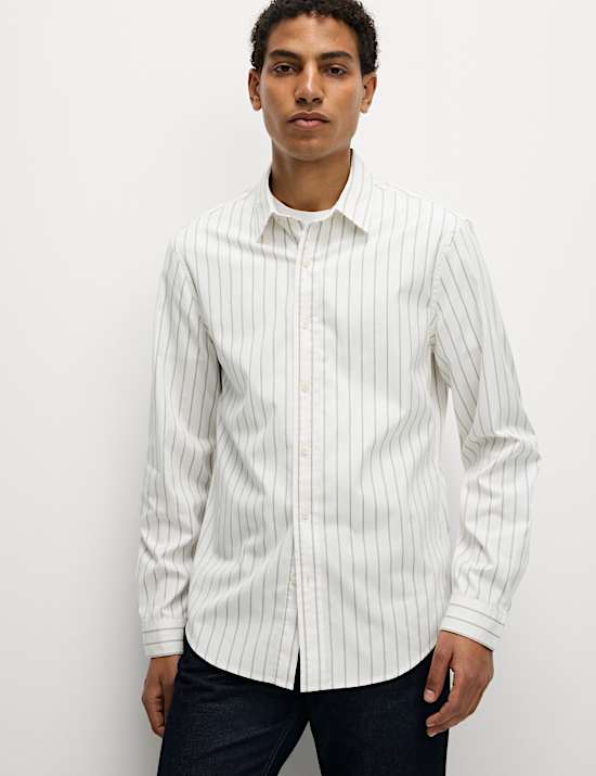 Regular Fit Pure Cotton Striped Oxford Shirt