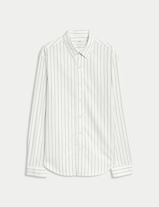 Regular Fit Pure Cotton Striped Oxford Shirt