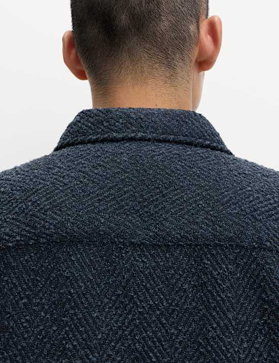 Regular Fit Herringbone Overshirt