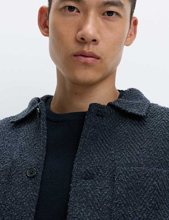 Regular Fit Herringbone Overshirt