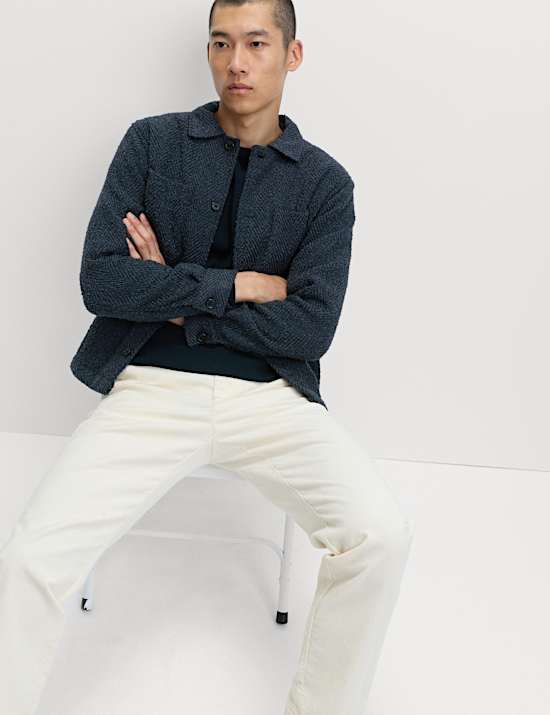 Regular Fit Herringbone Overshirt