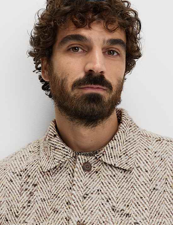 Regular Fit Herringbone Overshirt