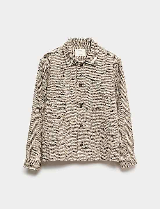 Regular Fit Herringbone Overshirt