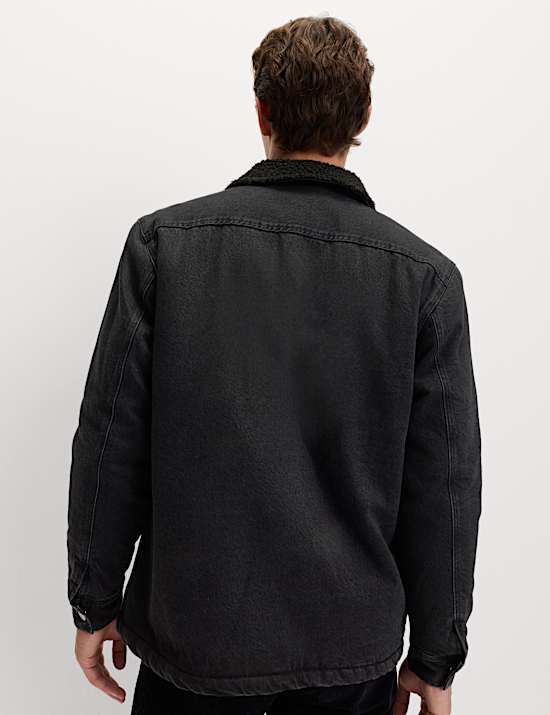 חולצת ז'קט ג'ינס עם בטנה צמרירית