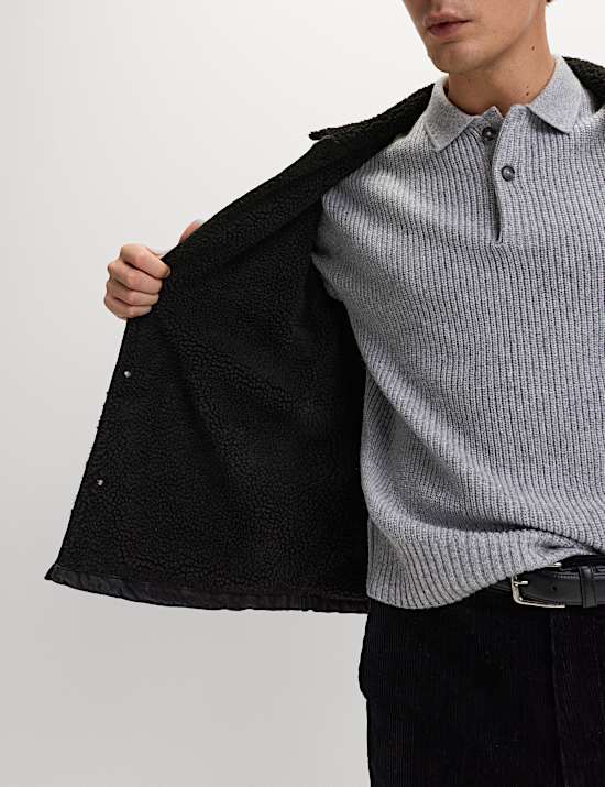 חולצת ז'קט ג'ינס עם בטנה צמרירית