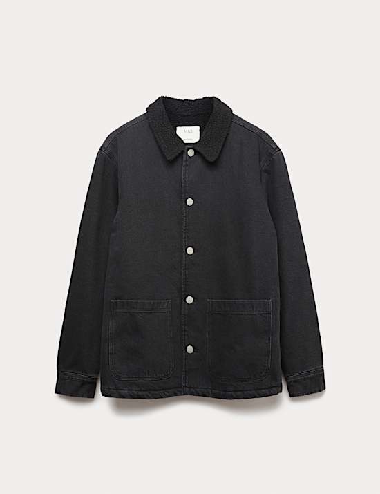 חולצת ז'קט ג'ינס עם בטנה צמרירית