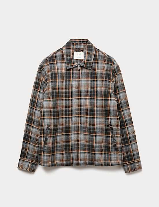 Regular Fit Checked Fleece Lined Overshirt