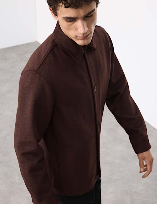 Regular Fit Wool Blend Overshirt