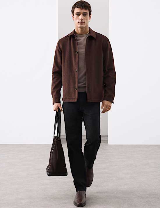 Regular Fit Wool Blend Overshirt