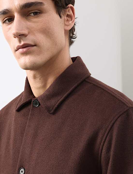 Regular Fit Wool Blend Overshirt