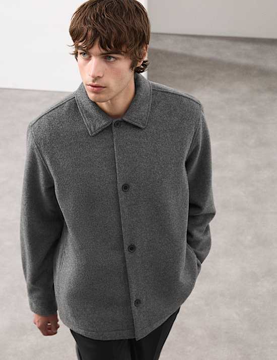 Regular Fit Wool Blend Overshirt