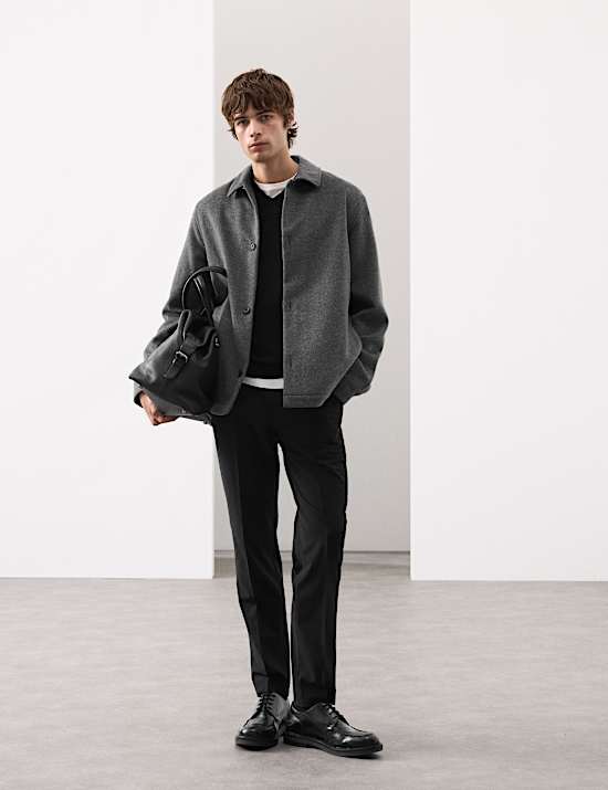 Regular Fit Wool Blend Overshirt