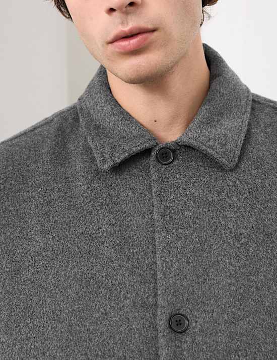 Regular Fit Wool Blend Overshirt