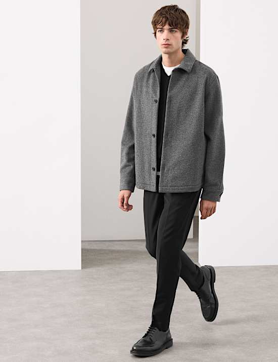 Regular Fit Wool Blend Overshirt