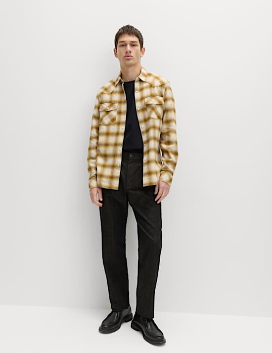 Regular Fit Pure Cotton Checked Flannel Shirt