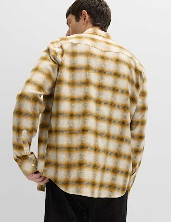 Regular Fit Pure Cotton Checked Flannel Shirt