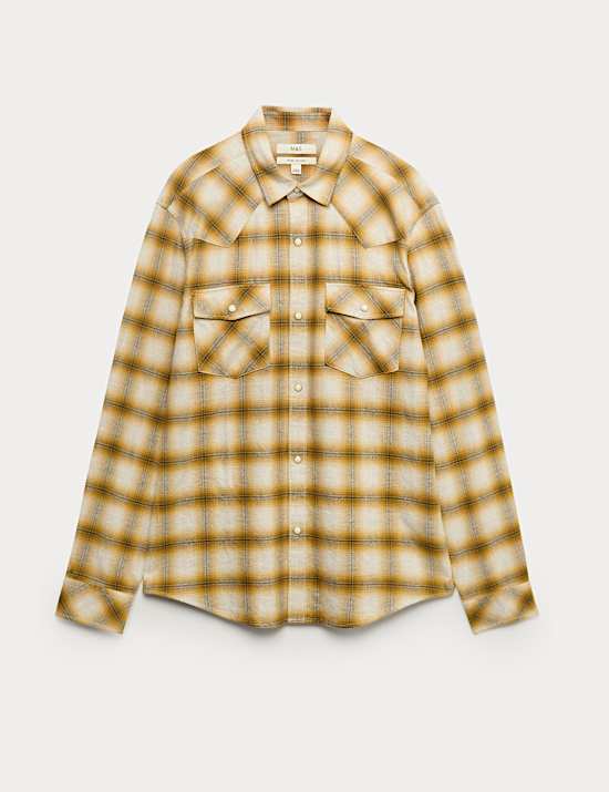 Regular Fit Pure Cotton Checked Flannel Shirt