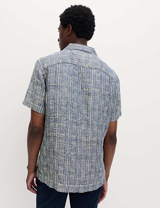Regular Fit Linen Rich Printed Shirt