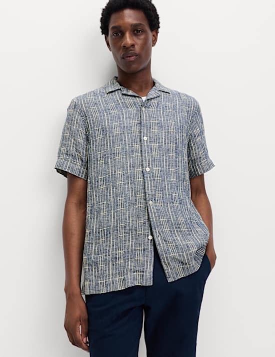 Regular Fit Linen Rich Printed Shirt