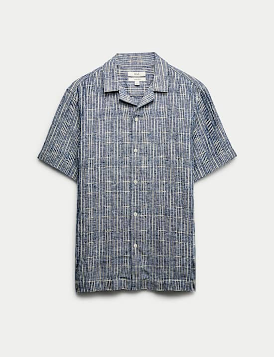 Regular Fit Linen Rich Printed Shirt