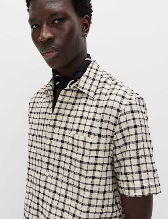 Linen Rich Check Short Sleeve Shirt