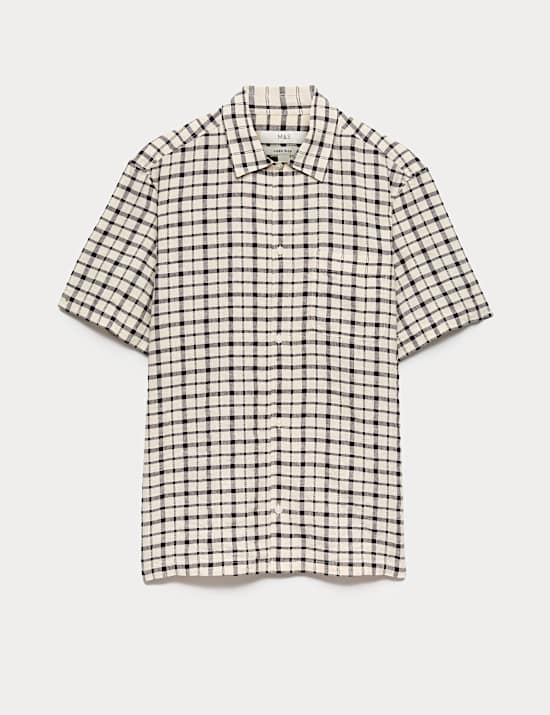 Linen Rich Check Short Sleeve Shirt