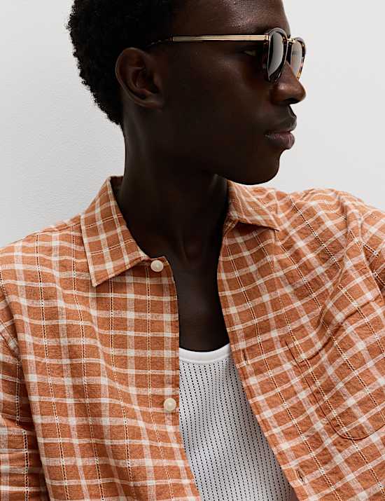 Linen Rich Check Short Sleeve Shirt