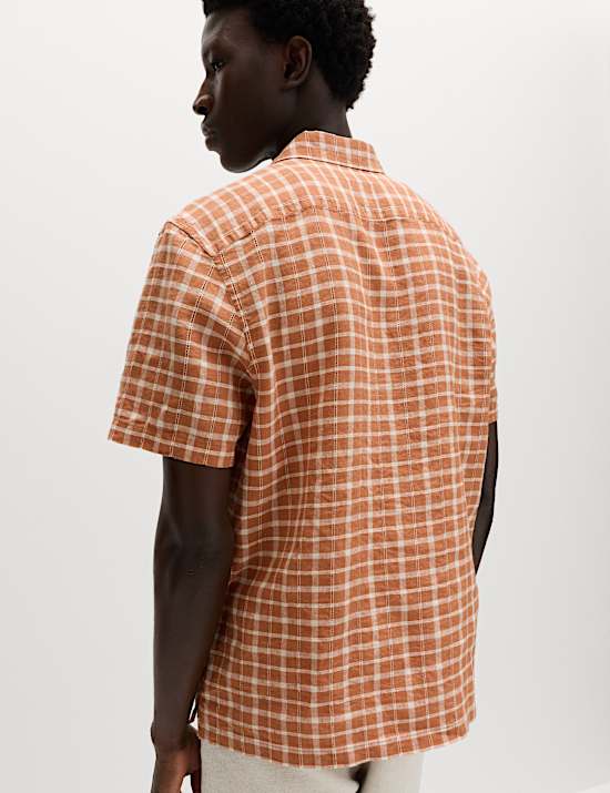 Linen Rich Check Short Sleeve Shirt
