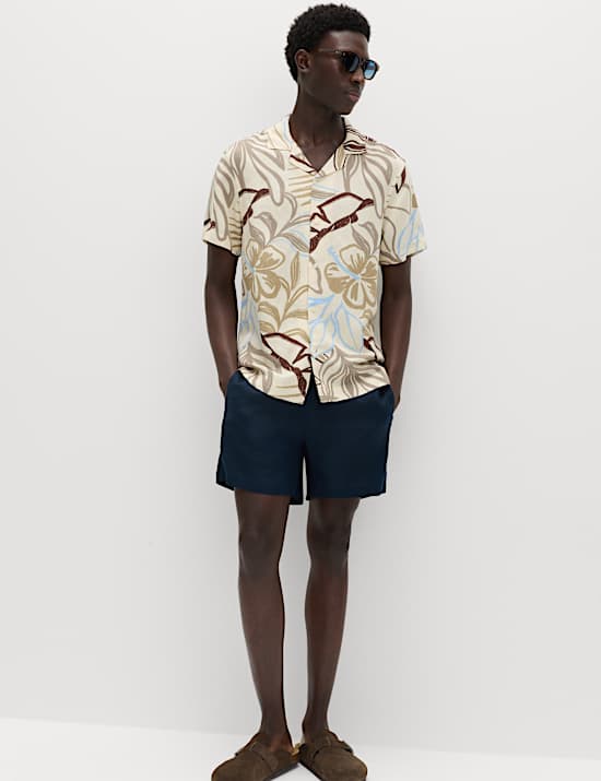 Linen Blend Hawaiian Short Sleeve Shirt
