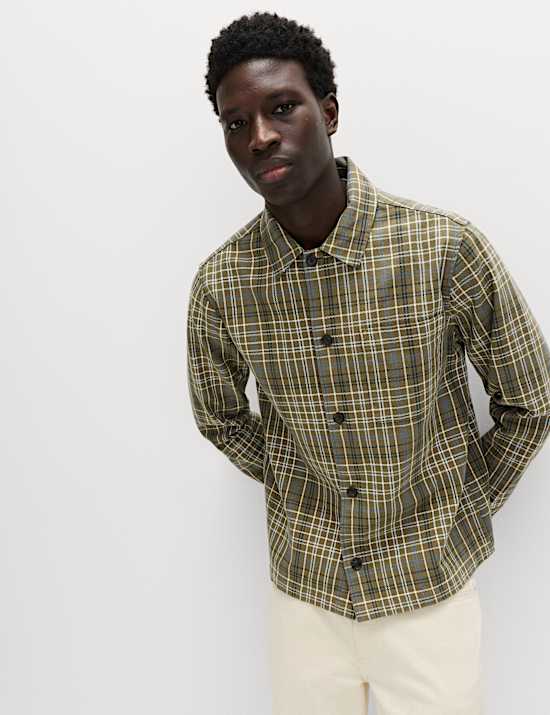 Pure Cotton Check Overshirt