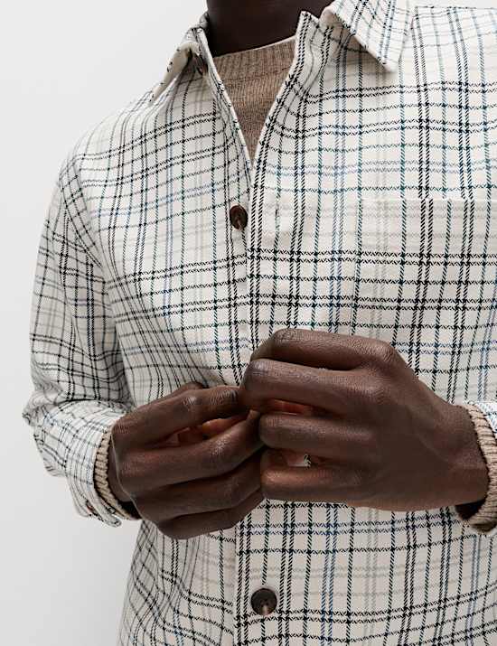 Pure Cotton Check Overshirt