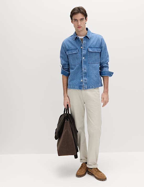 Regular Fit Pure Cotton Denim Overshirt