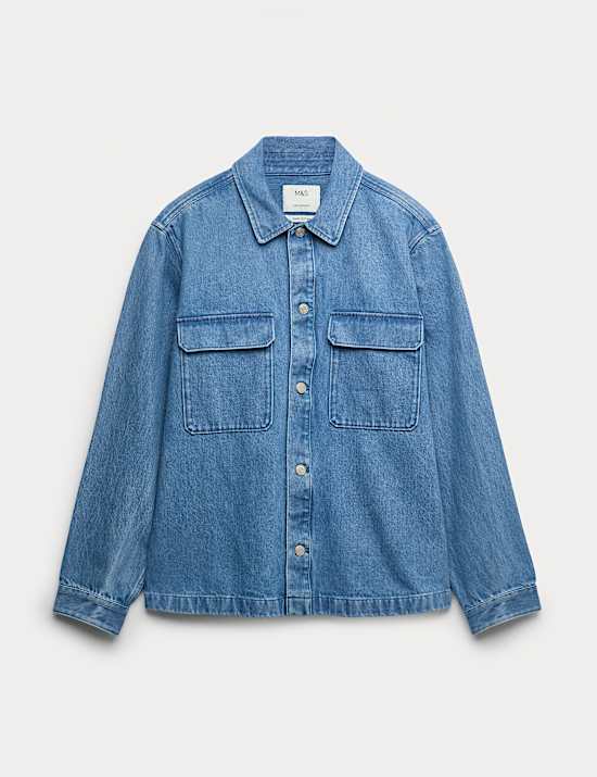 Regular Fit Pure Cotton Denim Overshirt