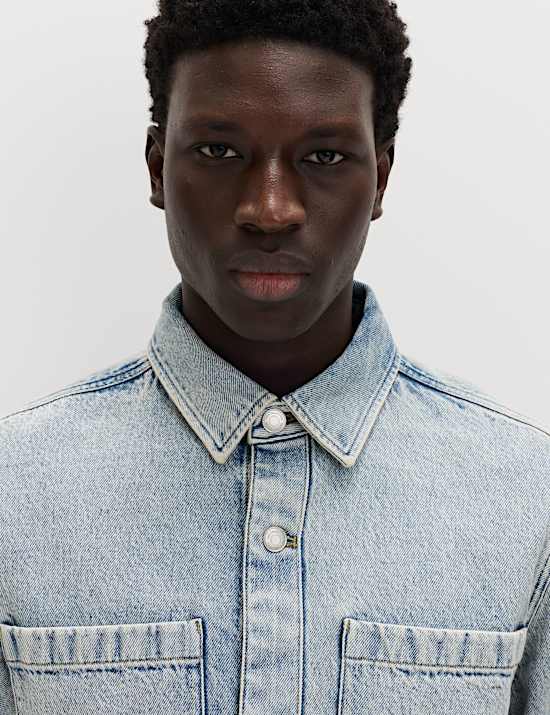 Pure Cotton Denim Overshirt