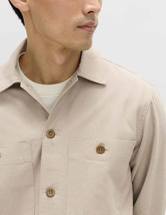 Pure Cotton Striped Overshirt
