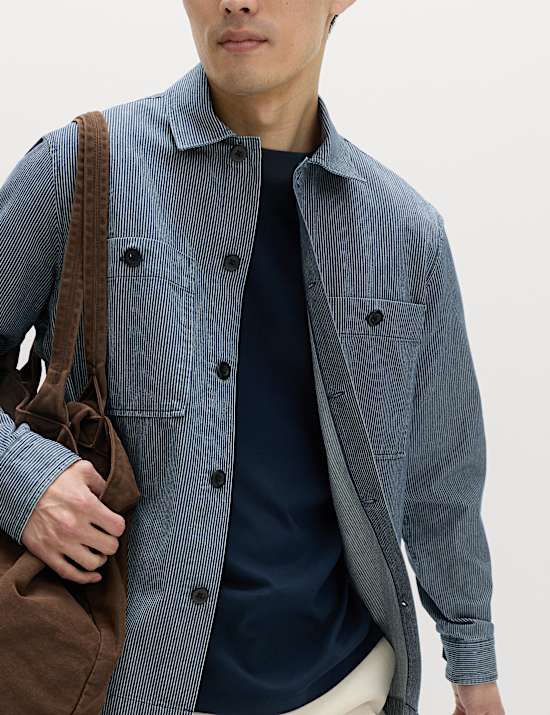 Surchemise 100 % coton &agrave; rayures