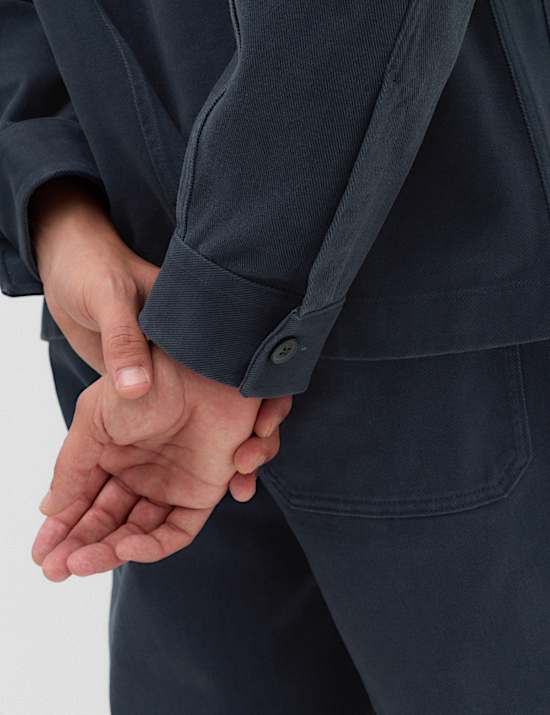 Regular Fit Pure Cotton Twill Overshirt