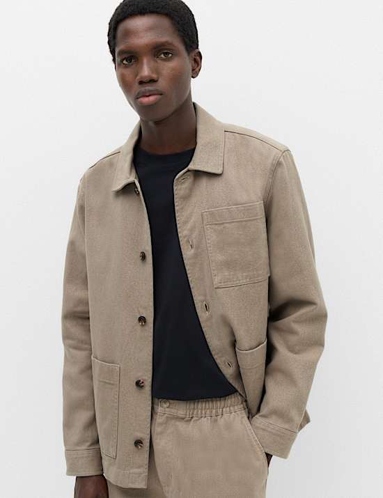 Regular Fit Pure Cotton Twill Overshirt
