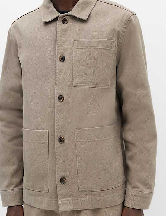 Regular Fit Pure Cotton Twill Overshirt