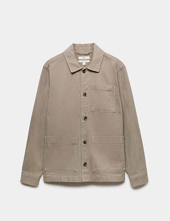 Regular Fit Pure Cotton Twill Overshirt